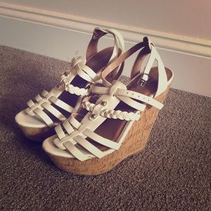 White Strappy Wedges